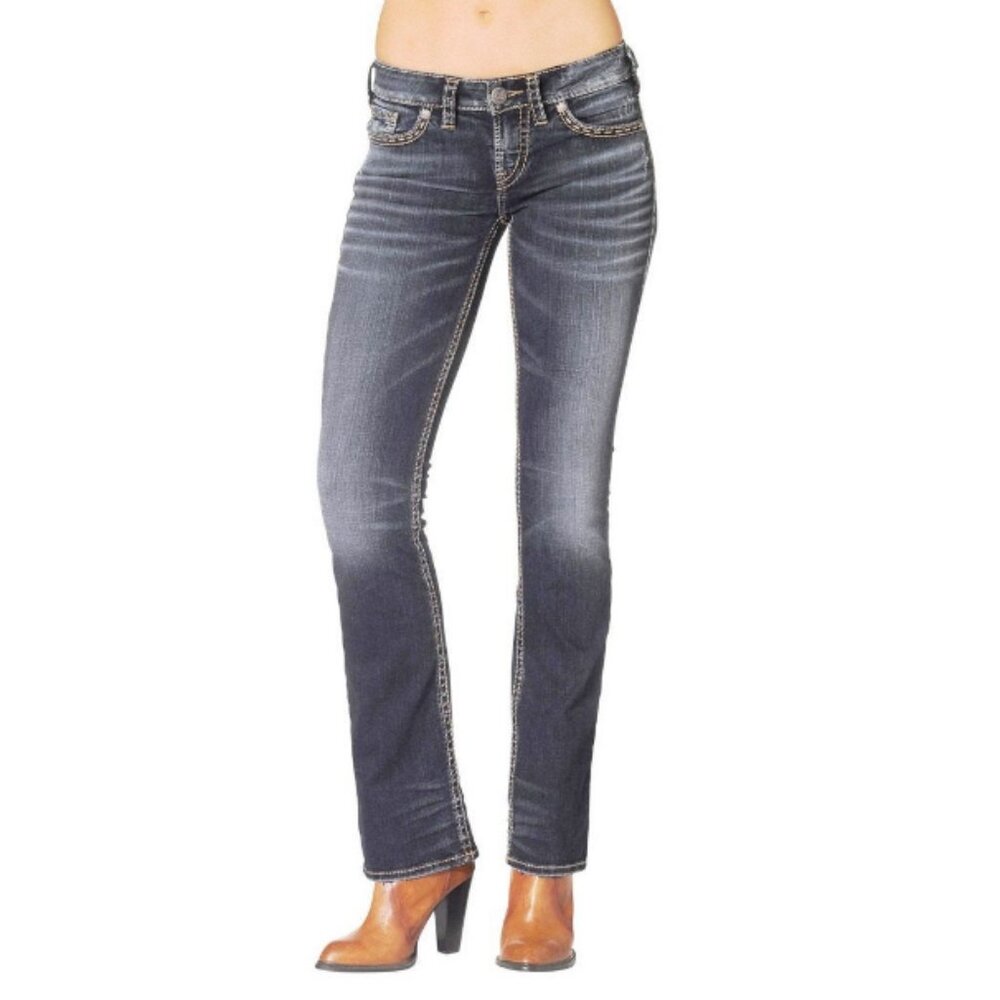 Silver Jeans Women's Indigo Dark Wash Aiko Mid Boot Jeans Size 32